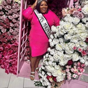 Pink Barbie Sequin Dress plus size